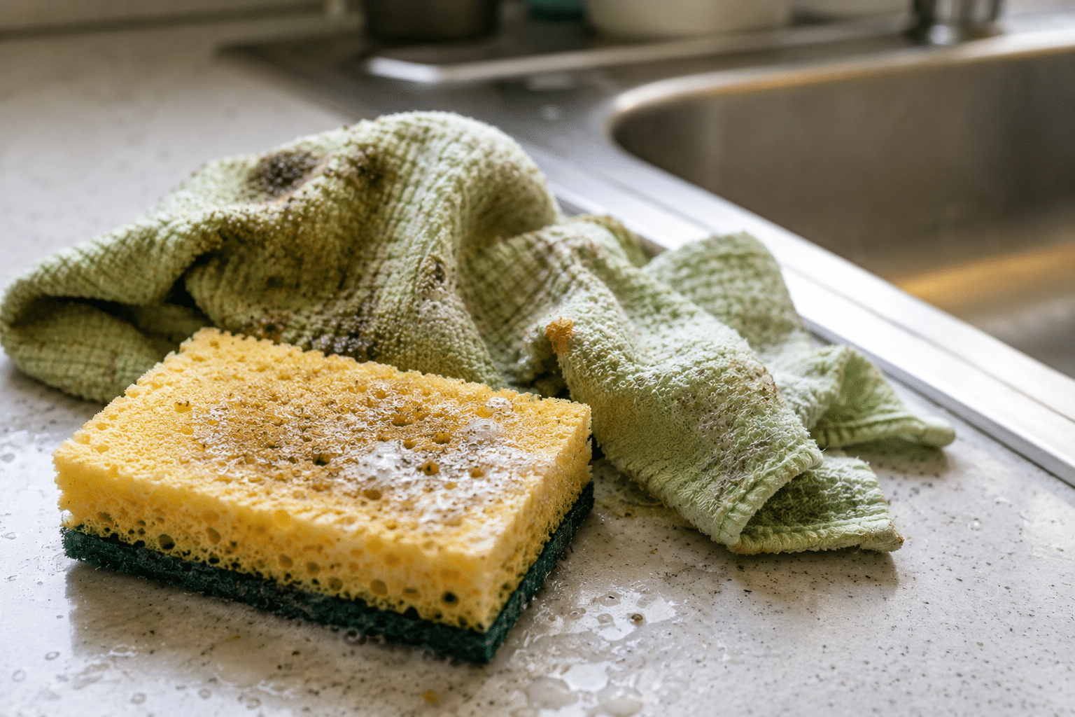 Kitchen sponge and dish rag